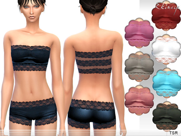 Sims 4 — Lace Trim Bandeau - S8 by ekinege — Bandeau with scalloped lace trim. New items. 8 different colors.