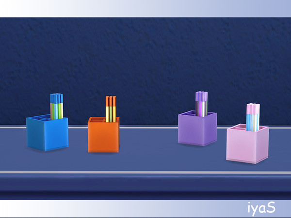 Sims 4 — Pencils Holder by soloriya — Store your pencils and school supplies in style with this colorful Pencil