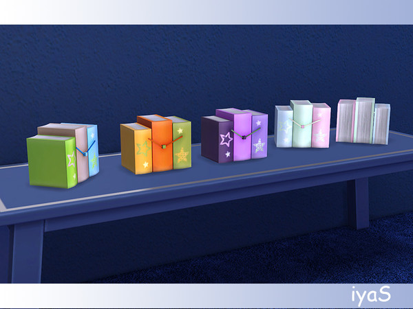 Sims 4 — Book Clock by soloriya — Colors fun and functional, this stack of colorful faux books function as a table clock.