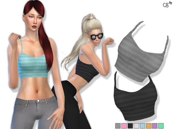 Sims 4 — Striped tank top by CherryBerrySim — Detailed tank top with stripes for female sims! Custom thumbnail, eight