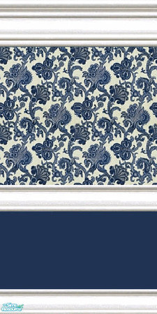 Sims 2 — jsf2CottageBDelphBlueDuo by jsf — Cottage, wide, white enamel mouldings hold Delph blue floral patterned