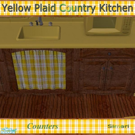 Sims 2 — Yellow Plaid Country Kitchen-Counters by simari — Counters for the yellow plaid country kitchen in in Brazilian