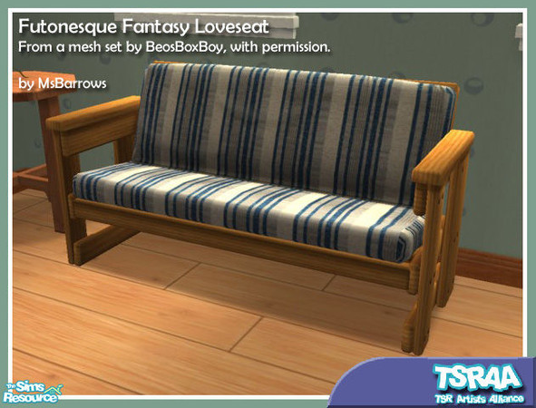 Sims 2 — Futonesque Fantasy Loveseat by MsBarrows — BeOSBoxBoy did a beautiful version of the Futonesque Fantasy Sofa as