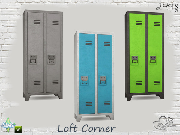 Sims 4 — Loft Corner Locker 2 Door by BuffSumm — Part of the *Loft Corner* Set!