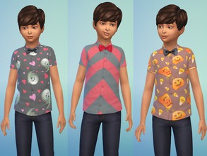 Sims 4 — Halloween Boy Shirts by Meline2 — Halloween themed shirts for the boys, with bowties. 