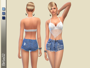 Sims 4 — High waisted shorts by Birba32 — Shorts high-waisted jeans, very used and ripped the front, wrap the sides