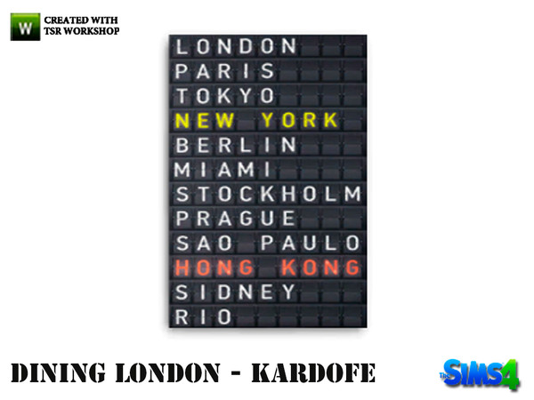 Sims 4 — kardofe_Dining London_Painting airport by kardofe — Picture that simulates a panel of flights from an airport 