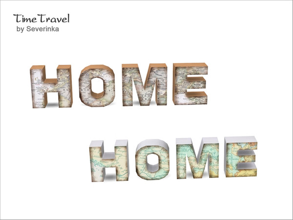 Sims 4 — [TimeTravel] Home letter decor by Severinka_ — Home letter decor decorated with geographic maps Set 'Time