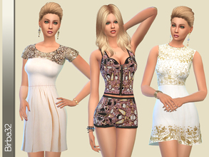 Sims 4 — Precious set by Birba32 — A set consists of two dresses, a tank top and shorts all embellished with glittering