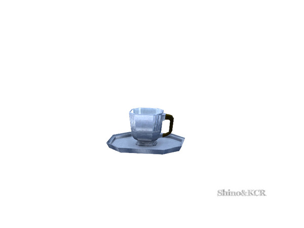 Sims 4 — Art Deco Cup with Plate by ShinoKCR — Silver with Horn Handle