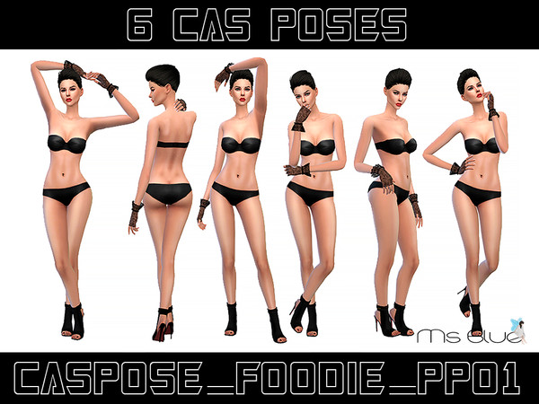 Sims 4 — CAS Pose Foodie PP01 by Ms_Blue — 6 CAS poses. Set up your sims for a photo shoot and take some beautiful