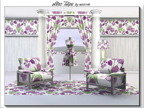Sims 3 — Lilac Tulips_marcorse by marcorse — Fabric pattern: lilac toned tulips clumps in two sizes.