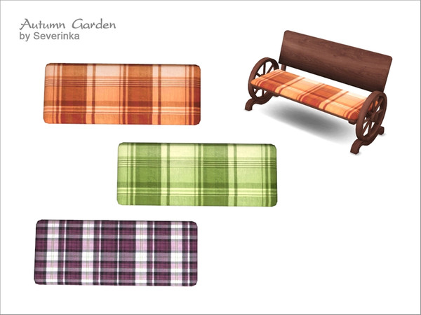 Sims 4 — [Autumn Garden] Bench pillow by Severinka_ — Pillow for garden bench 'Autumn Garden' set 3 colors