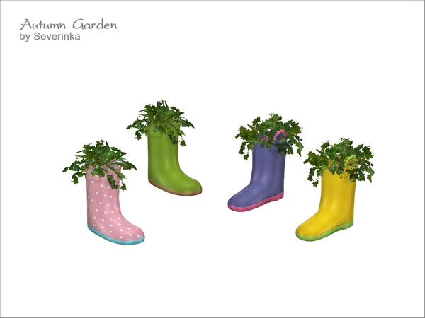 Sims 4 — [Autumn Garden] Rubber boots with plants 01 by Severinka_ — Rubber boots with plants ivy 'Autumn Garden' set 4