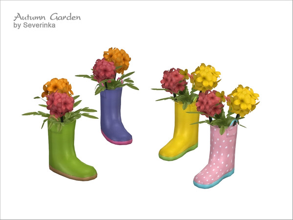 Sims 4 — [Autumn Garden] Rubber boots with plants 03 by Severinka_ — Rubber boots with plants hydrangea 'Autumn Garden'