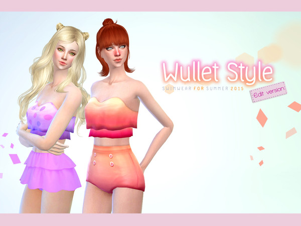Sims 4 — manueaPinny - Wullet style swimwear by nueajaa — Wullet style swimwear 15 colors for tops 12 colors for bottoms