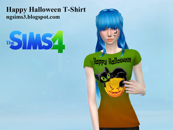 Sims 4 — Happy Halloween T-Shirt Male & Female by ngsims32 — Happy Halloween T-Shirt Male &amp; Happy Halloween