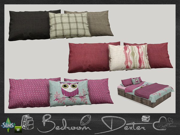 Sims 4 — Bedroom Dexter Pillow for Doublebed by BuffSumm — Part of the *Bedroom Dexter* Set!