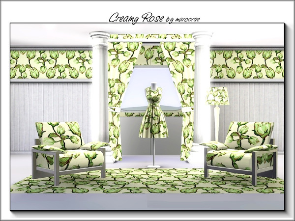 Sims 3 — Creamy Rose_marcorse by marcorse — Fabric pattern: creamy rosebuds in a vertical design.