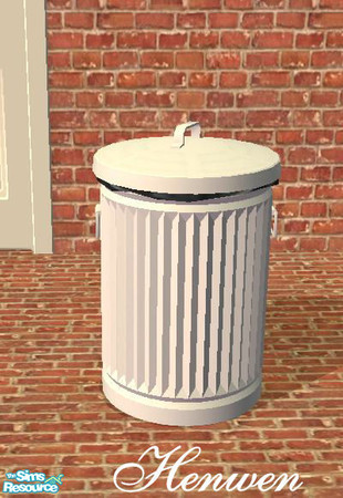 Sims 2 — Outdoor Trash White by Henwen — *Do NOT* delete your trashcan from your lot with this. I do not want to be