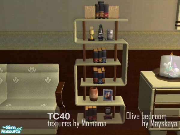 Sims 2 — Olive bedroom - Bookcase by mayskaya — Recolour of Luxury Bookcase from "Glamour life" pack. TC 40