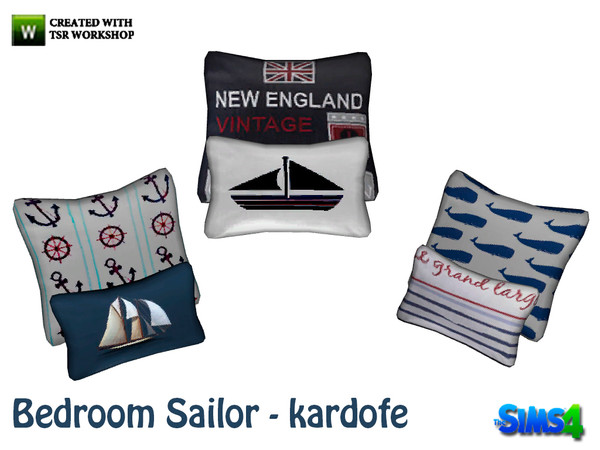 Sims 4 — kardofe_Bedroom Sailor_Cushions by kardofe — Cushions placed on the bed 