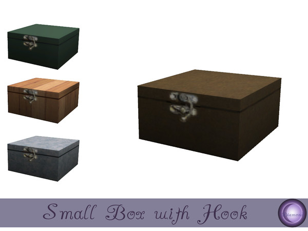 Sims 4 — Small Box with Hook by D2Diamond — A small box with a hook to keep it closed. Comes in four color options Found