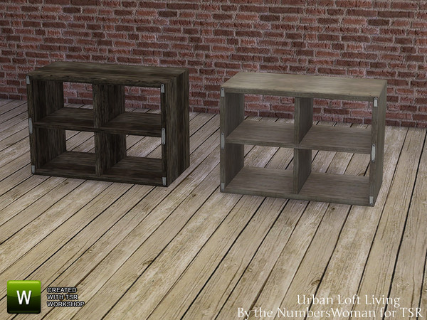 Sims 4 — Urban Loft Living Basket Table by TheNumbersWoman — Urban, Lofty, and Cheap. Well not TOO cheap. Great for the