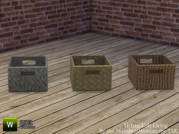Sims 4 — Urban Loft Living Wicker Basket by TheNumbersWoman — Urban, Lofty, and Cheap. Well not TOO cheap. Great for the