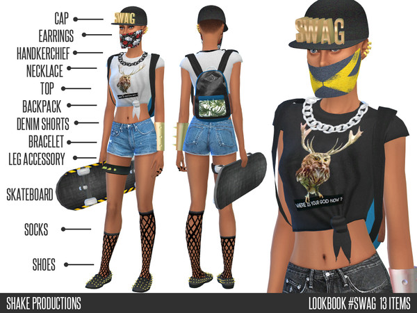 Sims 4 — LOOKBOOK 2 #SWAG - 13 Items - ShakeProductions by ShakeProductions — **11 NEW MESHES BY SHAKEPRODUCTIONS**