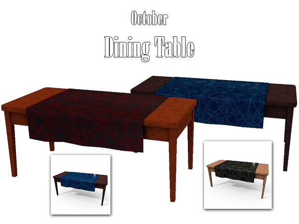 Sims 4 — October Dining Table by Kiolometro — North warm furniture. Fur is combined with Hallowe'en decorations. Scary