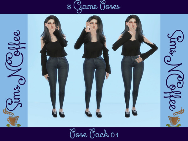 Sims 4 — Pose Pack 01 by SimsNCoffee — This pack comes with 5 poses. To use this creation you need the Pose Player (the