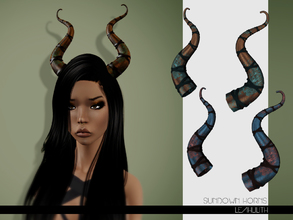 Sims 3 — LeahLilith Sundown Horns by Leah_Lillith — Sundown Horns 3 recolorable areas avilable for males and females HAT
