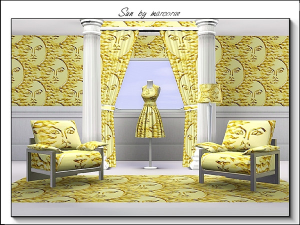 Sims 3 — Sun_marcorse by marcorse — Themed pattern: gold toned, full-face sun motif in a regular repeat