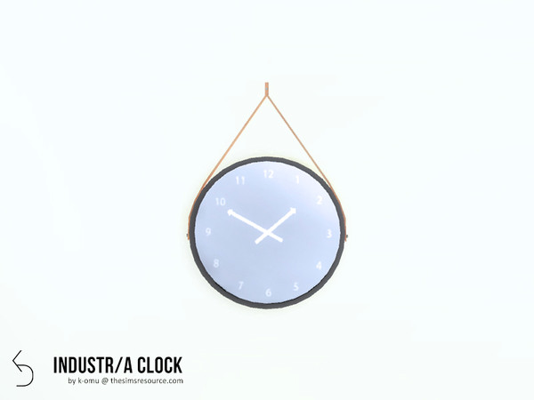 Sims 4 — Industr/a Bedroom Wall Clock by k-omu2 — A sleek modern clock with leather details. Part of the Industr/a