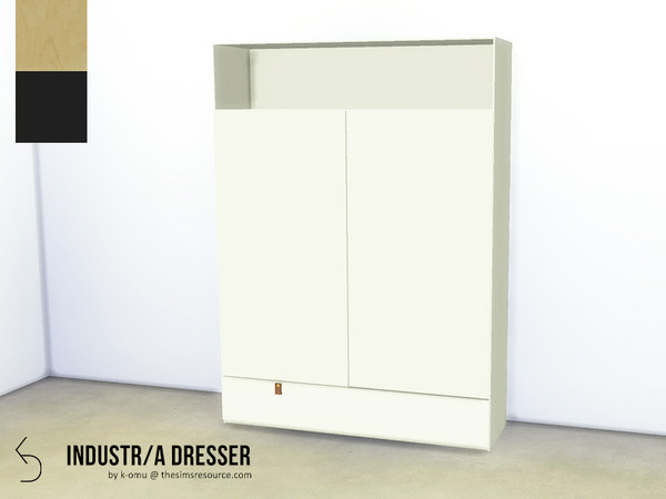 Sims 4 — Industr/a Bedroom Dresser by k-omu2 — A simple yet striking dresser with a sliding door and a drawer with a
