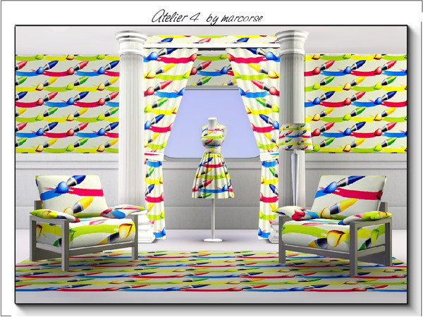 Sims 3 — Atelier 4_marcorse by marcorse — Themed pattern paint brushes for art studio