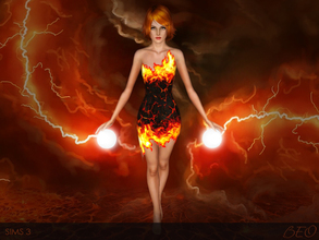 Sims 3 — Flame dress by BEO — Flame dress for Halloween. Presented in 1 variant. Not recolorable.