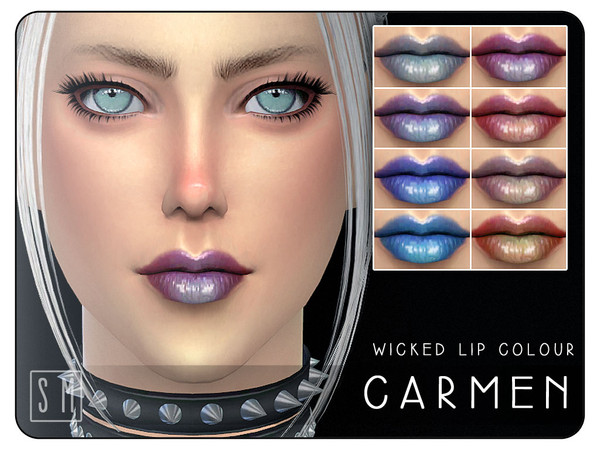 Sims 4 — [ Carmen ] - Wicked Lip Colour by Screaming_Mustard — This is a set of 8 brightly pigmented lip colours for more