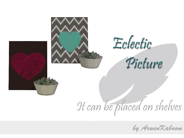 Sims 4 — Eclectic Picture  by ArwenKaboom — Heart picture frames with plant. Can be placed on shelves. Hope you enjoy. 