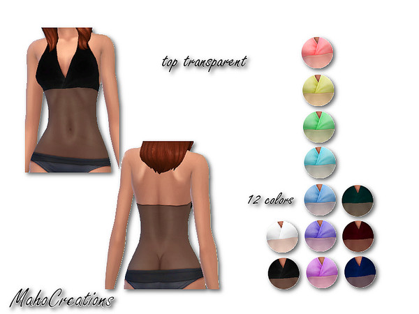 Sims 4 — Transparent Top by MahoCreations — 12 colors in a set