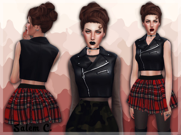 Sims 4 — Biker Vest - Accessory by Salem_C — Cropped leather biker vest as accessory. Standalone. 6 colors. Accessories