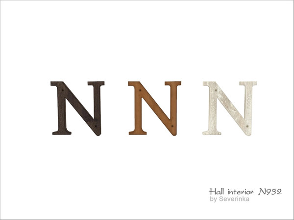 Sims 4 — [Hall interior N932] Letter N by Severinka_ — Wall decor - Wood letter N From the set 'Hall interior N932' 3