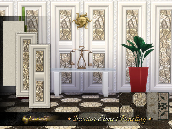 Sims 4 — Interior Stones Paneling by Emerald — Renew the appearance of your entire room with these engraved stones