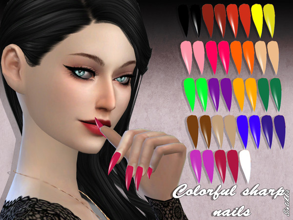 Sims 4 — Sintiklia - Colorful sharp nails by SintikliaSims — Long sharp nails 37 variants( glossy+matte) In category