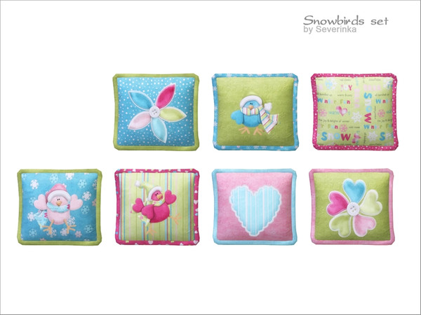 Sims 4 — [Snowbirds] Pillow by Severinka_ — Children's pillow for sofa From a set 'Snowbirds' 7 colors