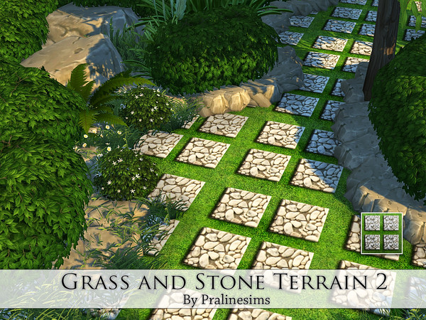 Sims 4 — Grass and Stone Terrain 2 by Pralinesims — By Pralinesims