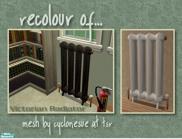 Sims 2 — Victorian Radiator Recolour - White by Cyclonesue — A paint recolour of the Victorian Radiator (see 'Get Mesh at