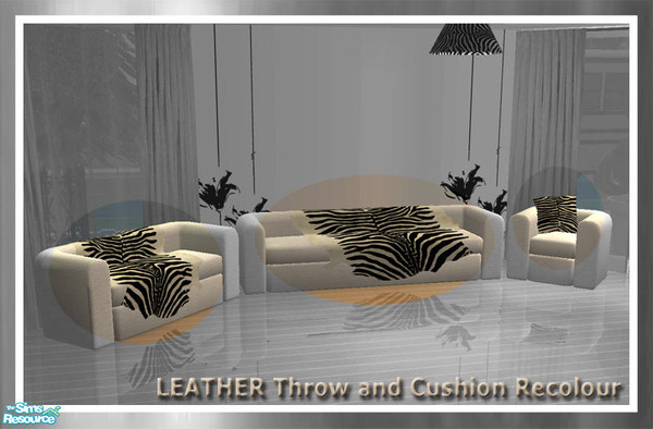 Sims 2 — LEATHER Throw and Cushion Recolour by simtomatic — Recolours the throws and cushion on all seating in this set.