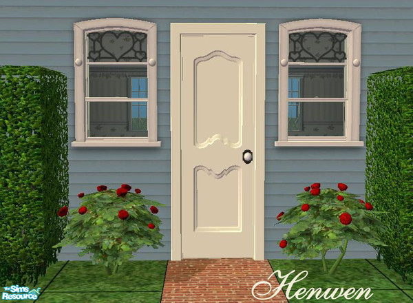 Sims 2 — Wooden Curve White Door by Henwen — Seasons country door in solid white.